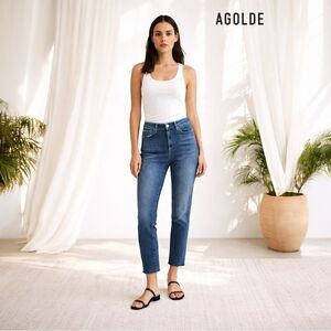 AGOLDE Sophie High Rise Crop Skinny Jeans Women 31x27 Dark Wash A018-3005